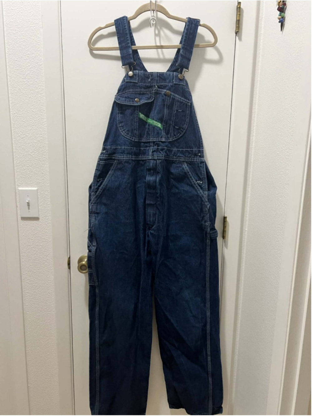 KEY Industries Mens Denim Bib Overalls Blue Jeans W36 L32 Carpenter Workwear Vg